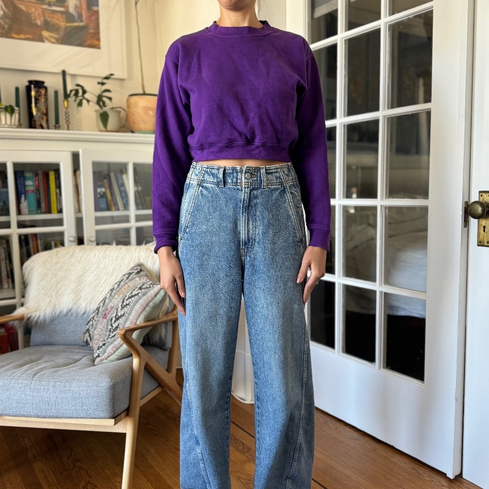 Joni Cropped Purple Sweatshirt from IN GOD WE TRUST